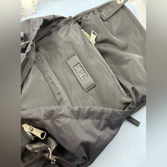 🆕 DIESEL 🧿 NWT Logos L-Large Backpack, Black Recycled Nylon - Picture 10 of 15